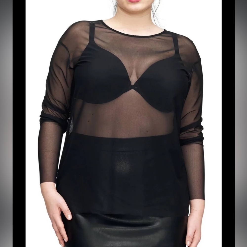 Universal standard Thames fog top black mesh shirt 3XS